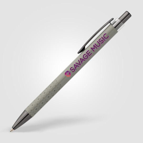Stylo Norin en aluminium recyclé - Gris clair / Laser