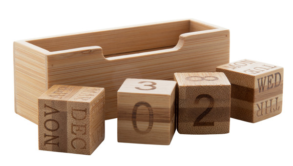 Rolbus desk calendar, bamboo, 4 dice display
