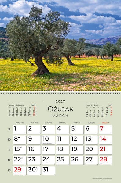 Preklopni zidni kalendar – Čudesna Hrvatska