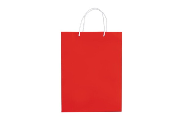 Papirnata vrečka 400x300x120 mm, sijajni zaključek - Rdeča
