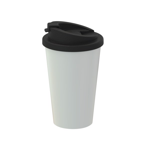 Kaffeebecher "Premium Deluxe" - Weiss / Schwarz
