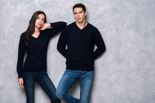 Ladies’ V-Neck Fine Gauge Cotton Pullover - XL