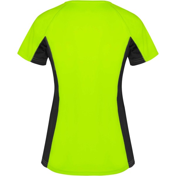 T-shirt sportiva a maniche corte da donna Shanghai - Verde fluo / Nero / XL