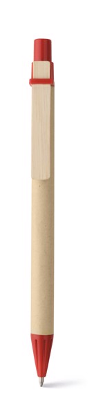 NAIROBI. Kraft paper ball pen with clip - Red