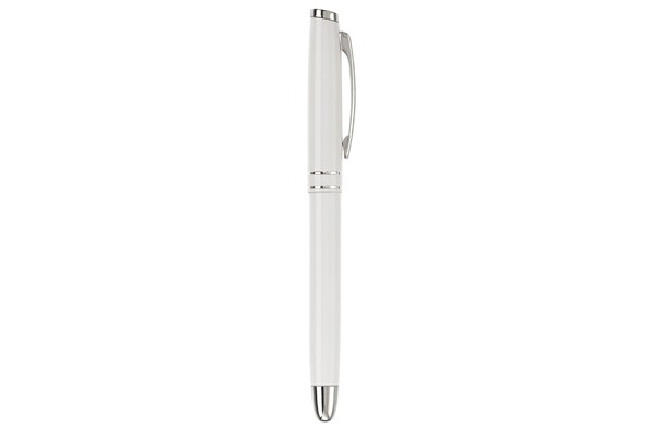 Pen set 2 stripes barrel metal - White