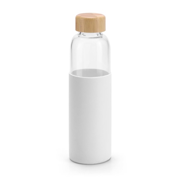 DAKAR. Bamboo and borosilicate glass bottle 600 mL - White