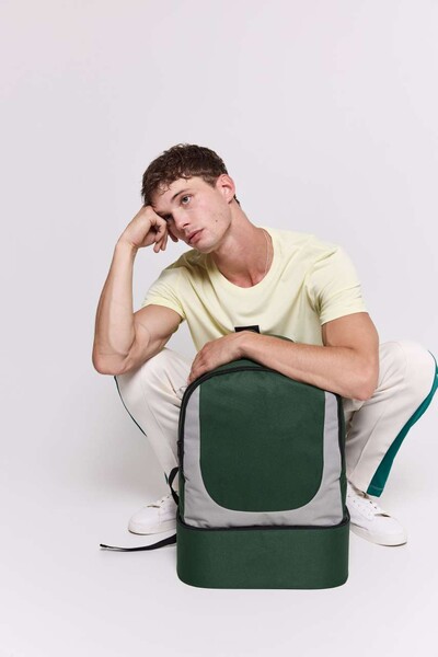 Sports Bag With Semirigid Bottom - Forest Green / Light Grey