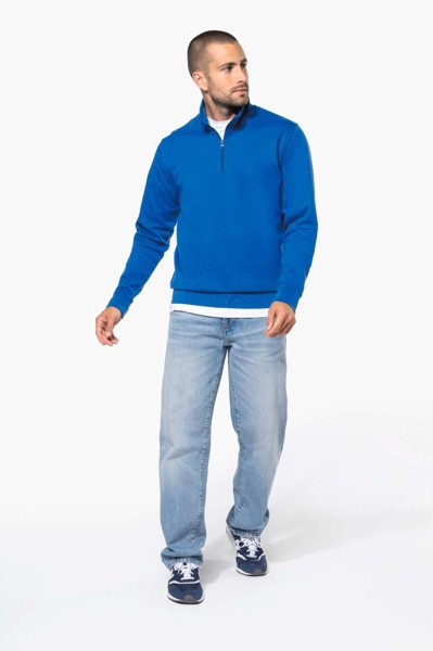 Zip Neck Sweatshirt - Dark Grey / M