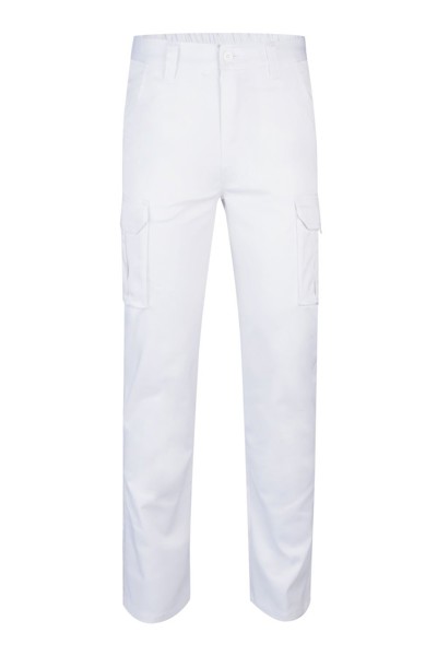 Calças de Trabalho Elásticas com Multi-bolsos - Branco 