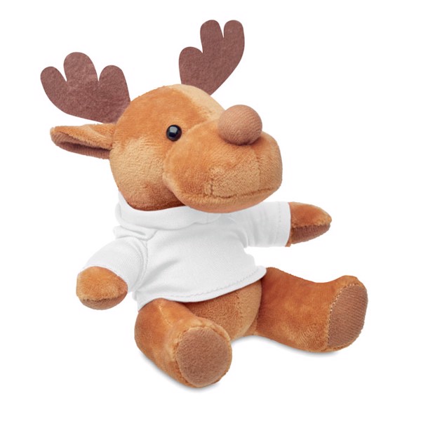 Plüsch-Rentier mit Hoody Rudolph - Weiß
