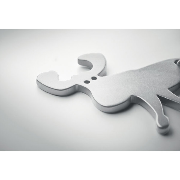 Recycled aluminium key ring Bottle Popper - Matt Silver