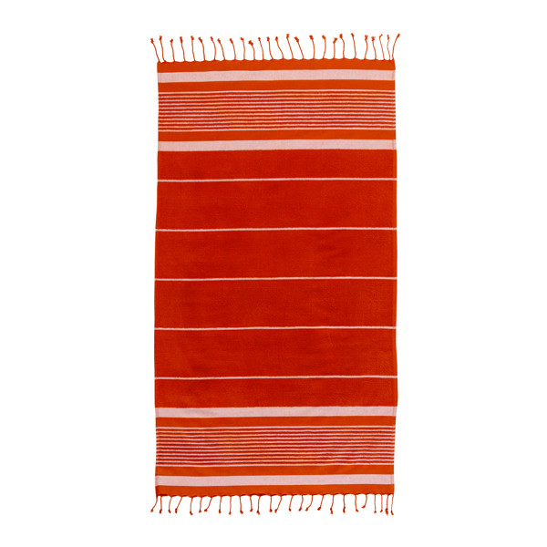 Recycled cotton beach towel, 350 g/m2, 90x170 cm - Orange