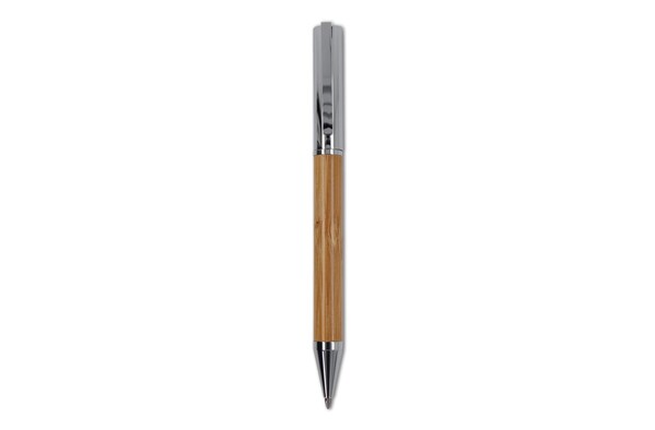 Metal ball pen and rollerball set bamboo in gift box