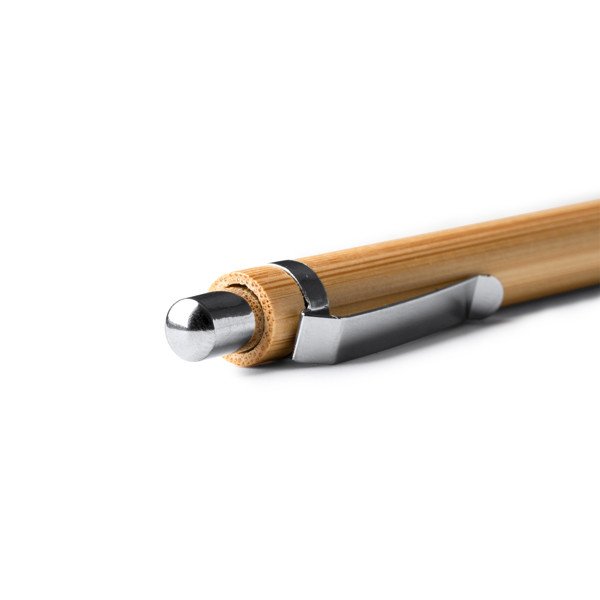 Personalised bamboo ballpoint pen with metal accents
