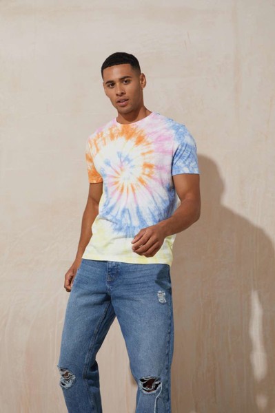Tie-Dye majica - Fluorescent Rainbow Multi-Spiral / XS