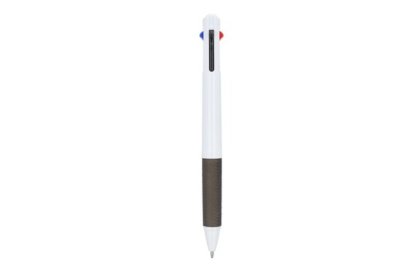 3 Colour pen with grip and keycord - White / Black