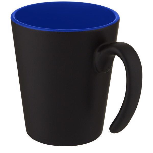 Mug en céramique Oli 360 ml avec anse - Bleu / Noir