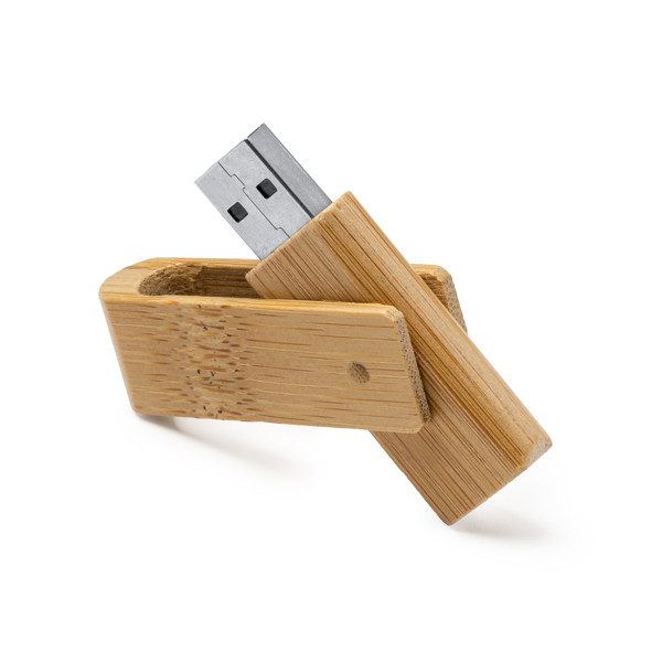Personalised bamboo USB flash drive 16 GB with rotating clip