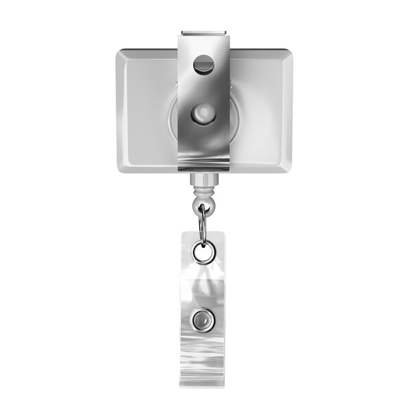 Retractable badge reel in rectangle shape with logo - Belt Clip