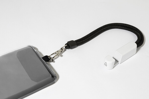 Náramok z RPET s držiakom na mobil CuffStand - White