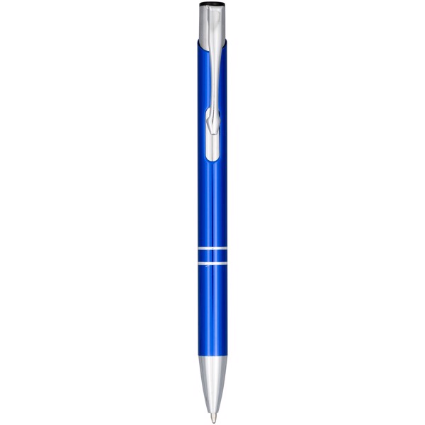 Stylo bille rétractable en aluminium anodisé Moneta (encre noire) - Bleu