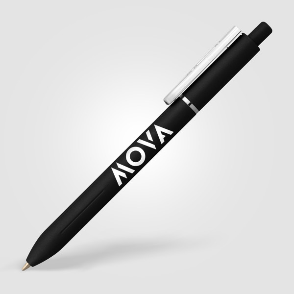 Lark Recycled Plastic Retractable Fidget Clip Pen - Black / 4 Colour inkjet