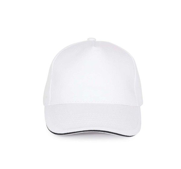 Sandwich Peak Cap - 5 Panels - White / Navy