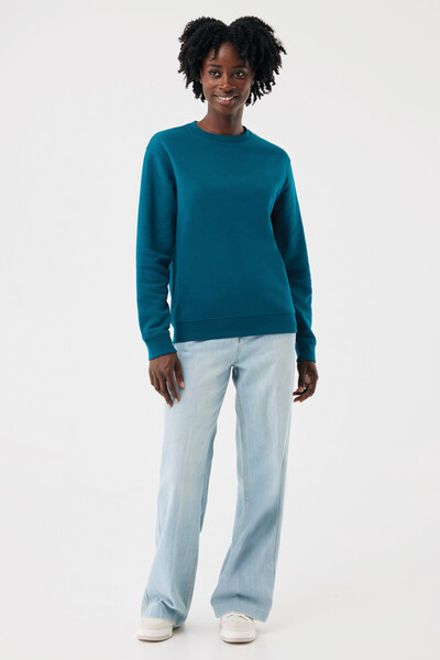 Mikina IQONIQ Torla z recyklované bavlny - Dark Teal / S