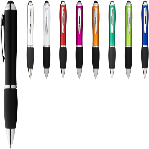 Nash coloured stylus ballpoint pen with black grip - Solid Black