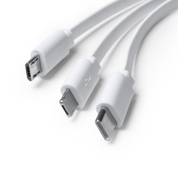 Personalised 5-in-1 extendable charging cable in recycled ABS and bamboo 96 cm