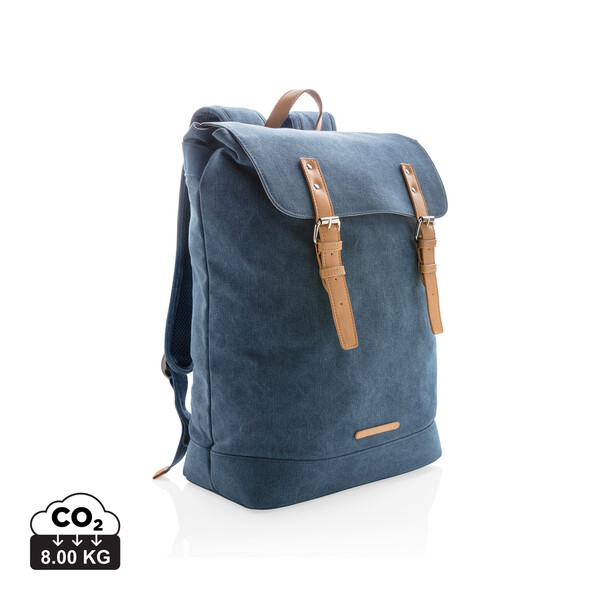 Canvas laptop backpack PVC free - Blue