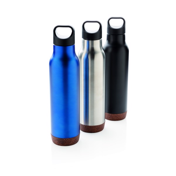 Bouteille isotherme étanche avec finition liège - Argent