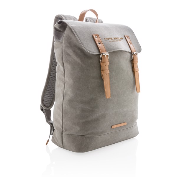 Canvas laptop backpack PVC free - Grey