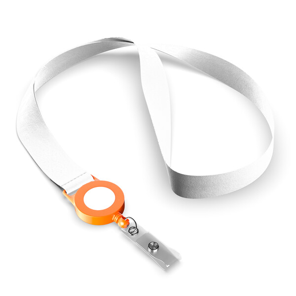 Lanyard de poliéster para crachá retrátil sublimado - Cor integral / Laranja / 20mm width
