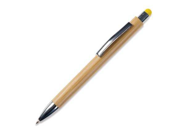 Ball pen New York bamboo with stylus - Yellow