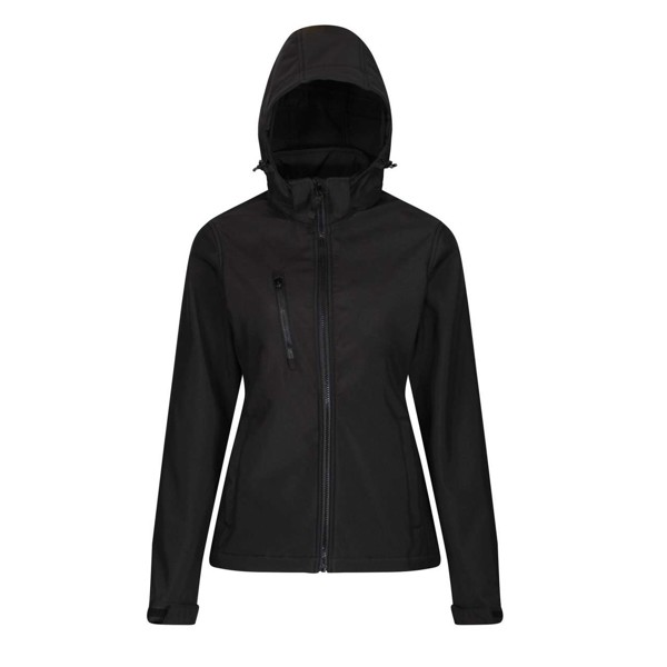 Women's Venturer 3 Layer Hooded Printable Softshell Jacket - Black / Black / 8 (XS)