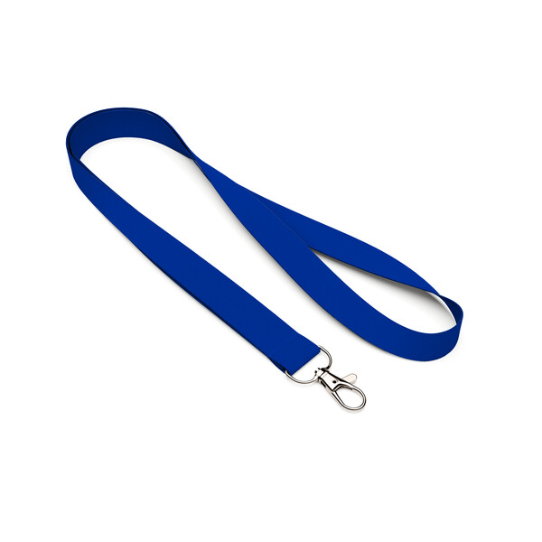 Polyester screen printed lanyard - Dark Azure Blue / 15mm width / Metal carabiner