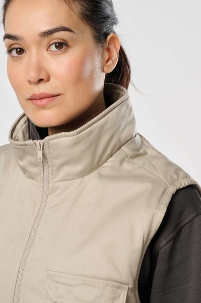 Unisex Padded Multi-Pocket Polycotton Vest - White / M