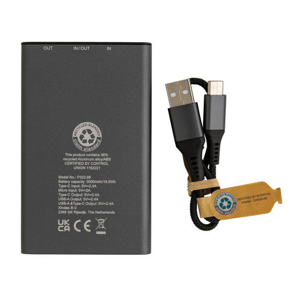 Xd Xclusive powerbank recikliran aluminij, 5000 mAh