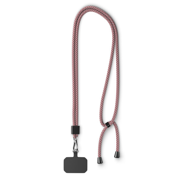 Crossbody, trendy 2-tone cord phone holder made of polyester - White / Medium Scarlet Red / Black accessories
