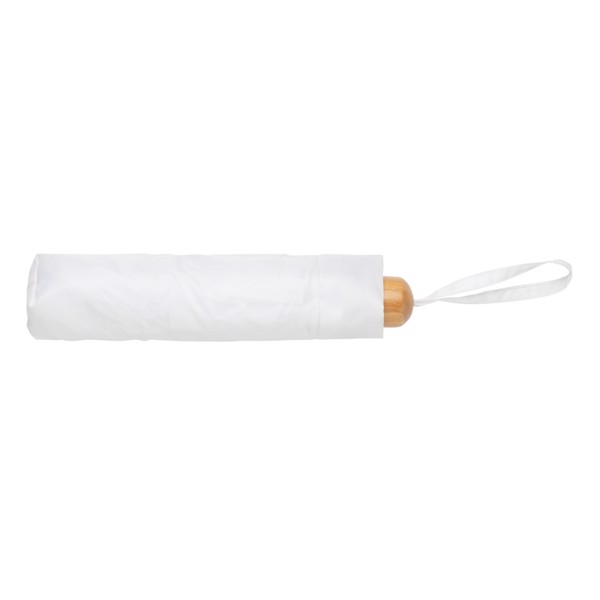 Impact Aware™ RPET bambus mini  dežnik, 104 cm -Bela