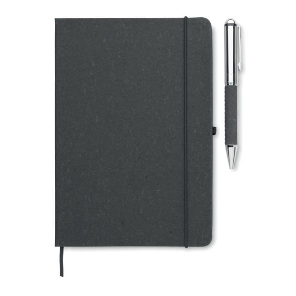 Eleganote notebook set A5, recycled leather - Black