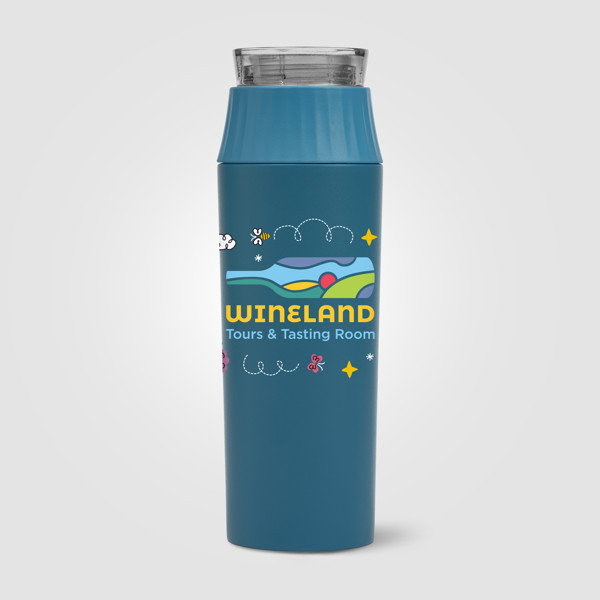 Majesty Recycled Stainless Steel Leakproof Lid Bottle – 590 ml - Steel Blue / Silkscreen