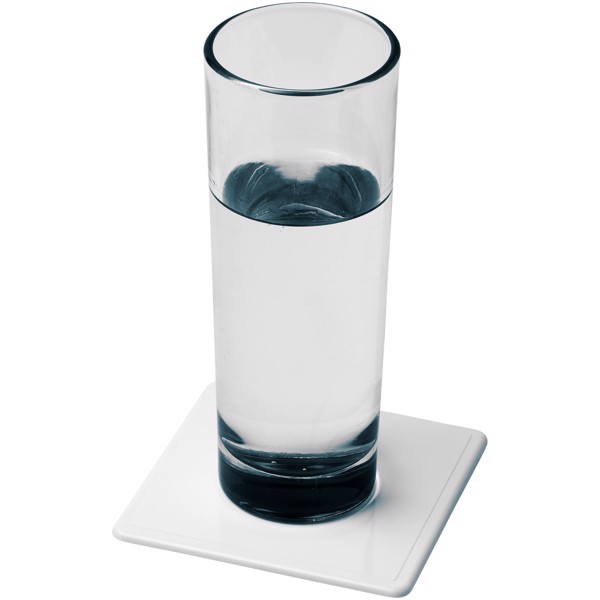 Sottobicchiere Renzo in plastica di forma quadrata - Bianco