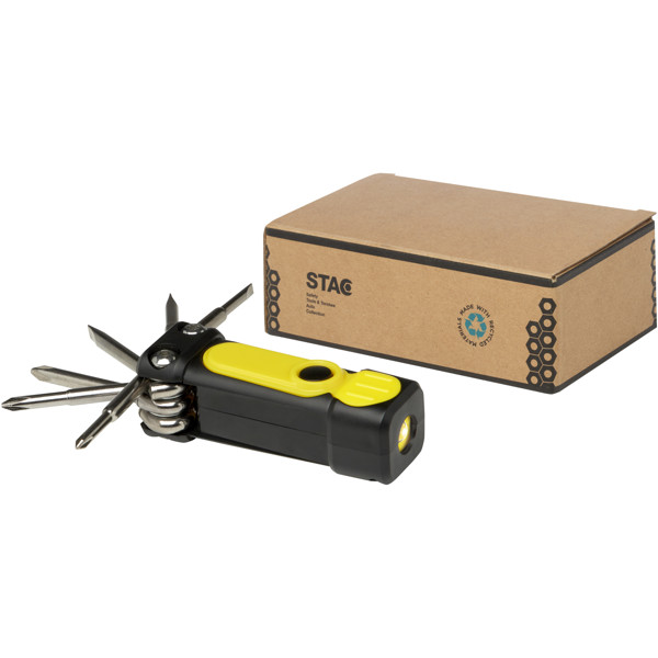 Set di cacciaviti 8 in 1 con torcia in plastica riciclata RCS Octo - Giallo