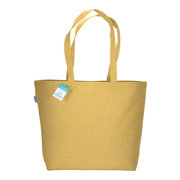 Shopper In Cotone Riciclato  190 G/M2 Con Soffietto Alla Base, Manici Lunghi - Giallo