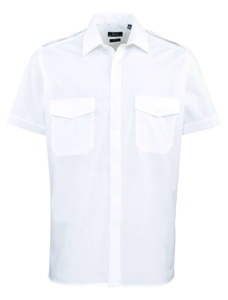Men’S Short Sleeve Pilot Shirt - White / L/XL