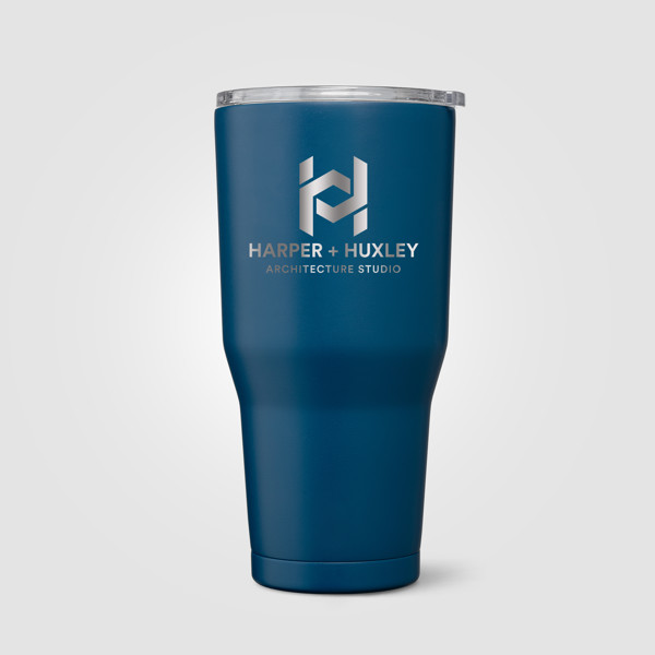 Gobelet Grosche Yukon, acier inoxydable, couvercle coulissant - 890 ml - Bleu de Minuit / Sérigraphie