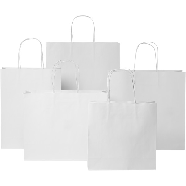 Kraftpapiertasche 120 g/m² mit gedrehten Griffen – XL - weiss