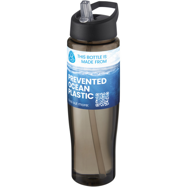 H2O Active® Eco Tempo 700 ml spout lid sport bottle - Black / Charcoal